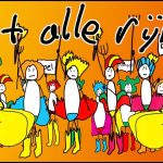 kleurrijke internetmeme-ige tekening met 'eet alle rijken' erboven, een nummer van gijsjaradijsja.